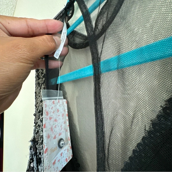 Free People New Dance til dawn black sequin mesh minidress XS - Picture 4 of 15